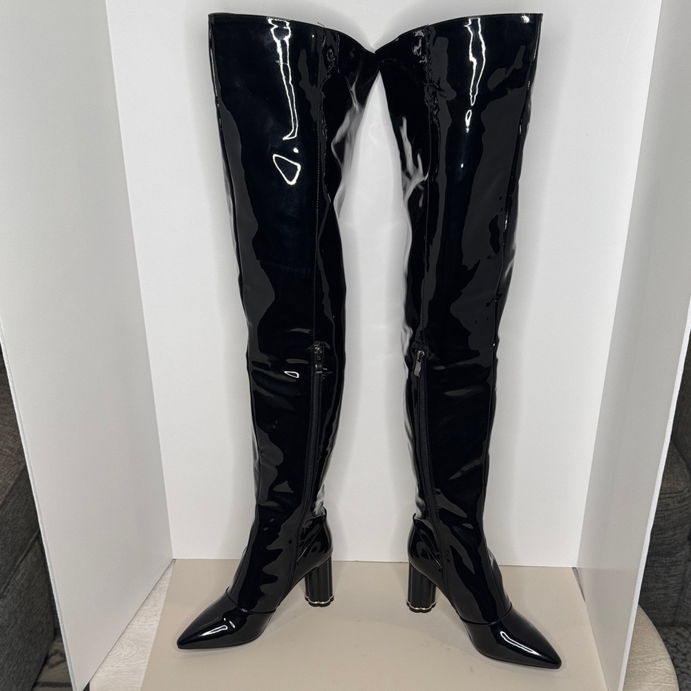 Shishang Glossy Over-the-Knee Boots NWOT 3.5 inch heel